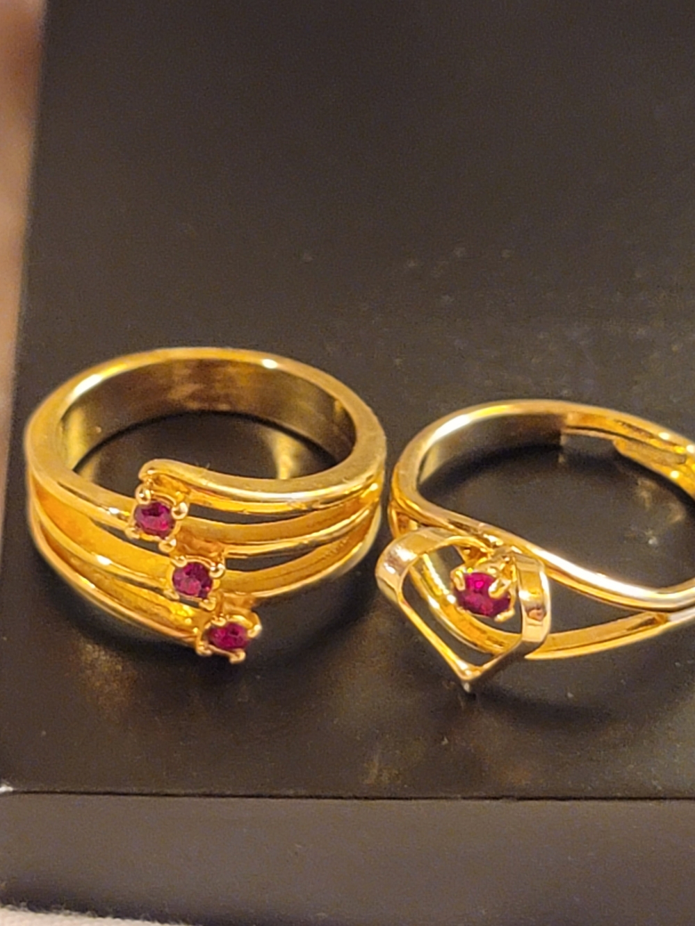 Gold-Tone Women’s Ring Set with CZ Garnet January Birthstones